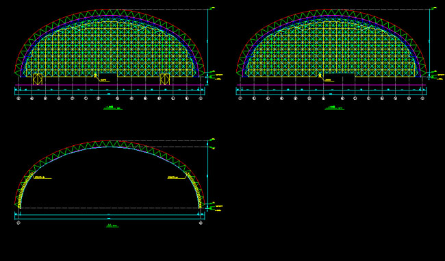 安达跨度110米，拱高35_7米煤棚网架